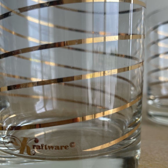 Kraftware MCM Gold Ribbon Swirl Glassware/Barware - set of 4 - Picture 5 of 12